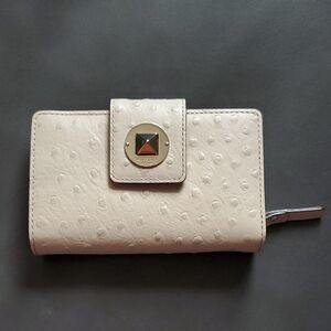 KATE SPADE Ostrich Style LEATHER Megan Oliver Street Cream Wallet Twist Lock